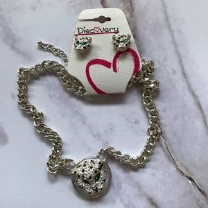 cheetah necklace and earrings set
